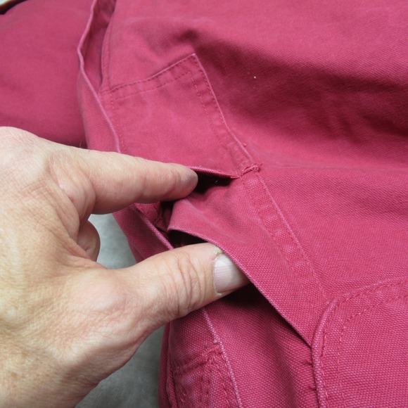 Berne Women Bibs Large 14-16 Raspberry Canvas Insulated Overalls 29" Length Work - Picture 16 of 16